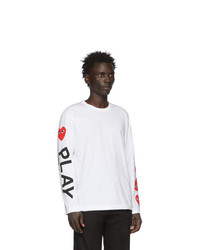 T-shirt à manche longue imprimé blanc Comme Des Garcons Play