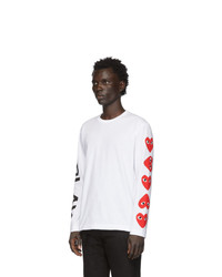 T-shirt à manche longue imprimé blanc Comme Des Garcons Play