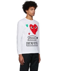 T-shirt à manche longue imprimé blanc Comme Des Garcons Play