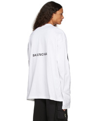 T-shirt à manche longue imprimé blanc Balenciaga