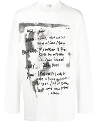 T-shirt à manche longue imprimé blanc Yohji Yamamoto