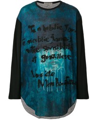 T-shirt à manche longue imprimé bleu canard Yohji Yamamoto