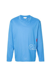 T-shirt à manche longue imprimé bleu clair CK Calvin Klein