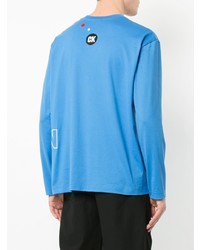 T-shirt à manche longue imprimé bleu clair CK Calvin Klein