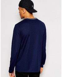 T-shirt à manche longue imprimé bleu marine et blanc Asos