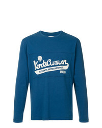 T-shirt à manche longue imprimé bleu marine et blanc Kent & Curwen
