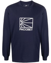 T-shirt à manche longue imprimé bleu marine et blanc PACCBET