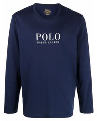 T-shirt à manche longue imprimé bleu marine et blanc Polo Ralph Lauren