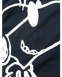 T-shirt à manche longue imprimé bleu marine et blanc BOSS