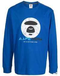 T-shirt à manche longue imprimé bleu marine AAPE BY A BATHING APE