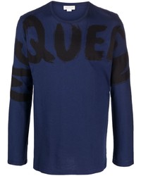 T-shirt à manche longue imprimé bleu marine Alexander McQueen