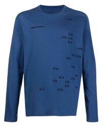 T-shirt à manche longue imprimé bleu marine Armani Exchange