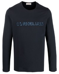 T-shirt à manche longue imprimé bleu marine Corneliani