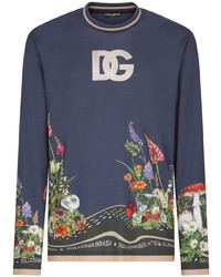 T-shirt à manche longue imprimé bleu marine Dolce & Gabbana