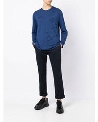 T-shirt à manche longue imprimé bleu marine Armani Exchange