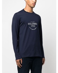 T-shirt à manche longue imprimé bleu marine Brunello Cucinelli