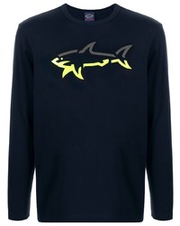T-shirt à manche longue imprimé bleu marine Paul & Shark