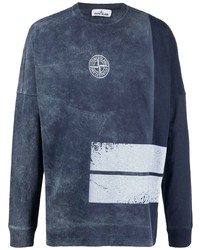 T-shirt à manche longue imprimé bleu marine Stone Island