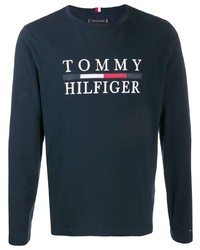 T-shirt à manche longue imprimé bleu marine Tommy Hilfiger