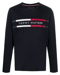 T-shirt à manche longue imprimé bleu marine Tommy Hilfiger