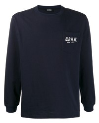 T-shirt à manche longue imprimé bleu marine U.P.W.W.