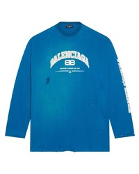 T-shirt à manche longue imprimé bleu Balenciaga