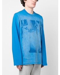 T-shirt à manche longue imprimé bleu Diesel