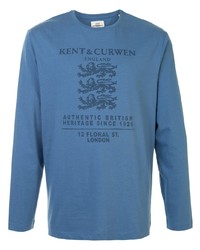 T-shirt à manche longue imprimé bleu Kent & Curwen
