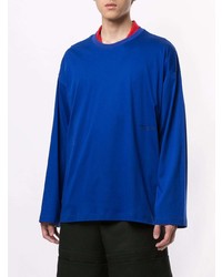 T-shirt à manche longue imprimé bleu Wooyoungmi