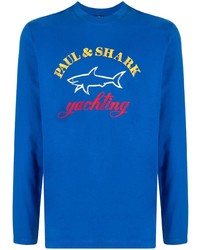 T-shirt à manche longue imprimé bleu Paul & Shark