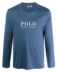 T-shirt à manche longue imprimé bleu Polo Ralph Lauren