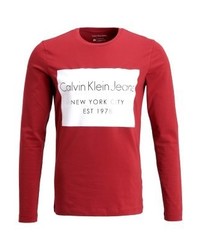 T-shirt à manche longue imprimé bordeaux Calvin Klein