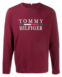 T-shirt à manche longue imprimé bordeaux Tommy Hilfiger