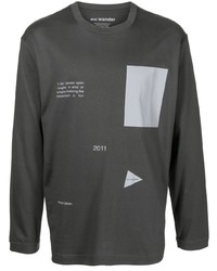 T-shirt à manche longue imprimé gris foncé And Wander