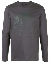 T-shirt à manche longue imprimé gris foncé D'urban