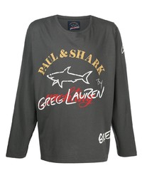 T-shirt à manche longue imprimé gris foncé Greg Lauren X Paul & Shark