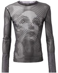 T-shirt à manche longue imprimé gris foncé Jean Paul Gaultier