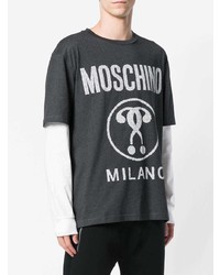 T-shirt à manche longue imprimé gris foncé Moschino