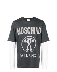T-shirt à manche longue imprimé gris foncé Moschino
