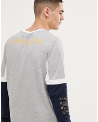 T-shirt à manche longue imprimé gris ASOS DESIGN