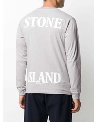 T-shirt à manche longue imprimé gris Stone Island