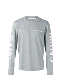 T-shirt à manche longue imprimé gris Calvin Klein Jeans