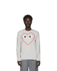 T-shirt à manche longue imprimé gris Comme Des Garcons Play