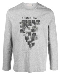 T-shirt à manche longue imprimé gris Corneliani