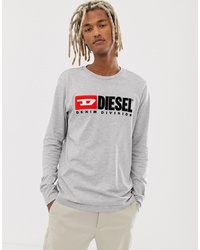 T-shirt à manche longue imprimé gris Diesel