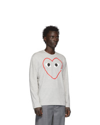 T-shirt à manche longue imprimé gris Comme Des Garcons Play