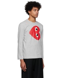 T-shirt à manche longue imprimé gris Comme Des Garcons Play