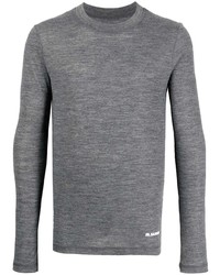 T-shirt à manche longue imprimé gris Jil Sander