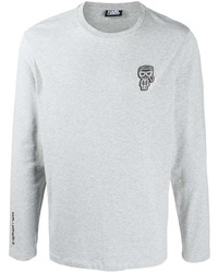T-shirt à manche longue imprimé gris Karl Lagerfeld