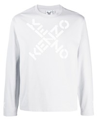T-shirt à manche longue imprimé gris Kenzo